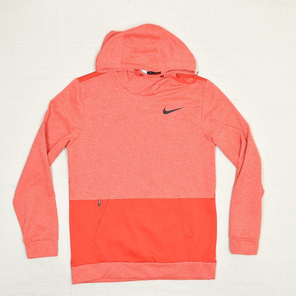 Nike Men's Pullover Hoodie High Neck Polyester Red Size S Therma Fit Swoosh